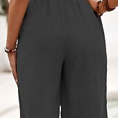 cheap Cotton Linen Shorts-Women&#039;s Cotton Linen Shorts Shorts Crop Streetwear Casual Knee Length Natural Plain Pocket Elastic Waist Outdoor Comfortable Outdoor Going out Light Sky Blue Black White Dark navy Summer Regular Fit