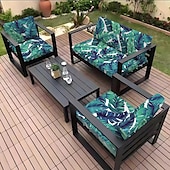 abordables Housse de fauteuil et d&#039;accoudoir de canapé-Housse de coussin de siège de canapé d&#039;extérieur, housse de mobilier de patio, housses en microfibre teintes en fil floral