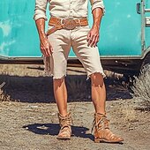 preiswerte Retro-Herren Shorts Leinenshorts Sommershorts Strandshorts Quastenfransen Gerader Schnitt Einfach Atmungsaktiv Weich Kurz Lässig Täglich Ferien Urlaub Mode Khaki Mikroelastisch