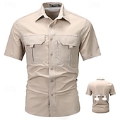 economico Camicie da lavoro da uomo-Per uomo Camicia Camicia Estiva Camicia casual Camicia con Bottoni Camicia cargo Nero Blu Verde Kaki Verde militare Manica Corta Semplice Colletto a Camicia Vacanza Camicia hawaiana Tasca