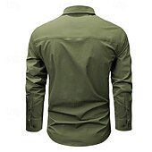 economico Camicie da lavoro da uomo-Per uomo Camicia Camicia Estiva Camicia casual Camicia con Bottoni Camicia cargo Nero Kaki Verde militare Beige Manica Lunga Semplice Colletto a Camicia Vacanza Camicia hawaiana Tasca Abbigliamento