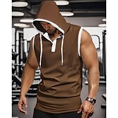 abordables Camisetas sin mangas de gimnasio-Hombre Camiseta sin mangas Top Camisetas Interiores Camisa sin mangas Sin Mangas Con Capucha Verano Bloque de color Moda Design Básico Retazos Vacaciones Calle Noche Negro Blanco Rojo Camiseta
