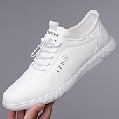 baratos Casual-tênis casual bege com cadarço para homens - calçados confortáveis para o dia a dia para passeios casuais
