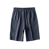 billiga Herrarnas Elite Shorts-herrshorts i 100 % linne enfärgad knälång utomhus casual daglig semester etnisk stil denim blå ljus khaki oelastisk