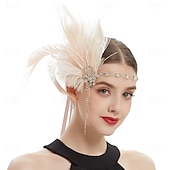 olcso Kiegészítők és még sok más-A nagy Gatsby Flapper fejpánt Gyöngyös karkötő Fülbevaló A nagy Gatsby Toll Retro Csillogó glitter Női Farsang Valentin nap Álarcos mulatság Party estélyi viselet Álarcos mulatság Fesztivál Felnőttek