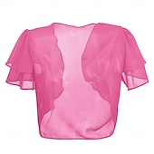 billige Brudesjaler-Kvinnes Wrap Elegant Solbeskyttelse Kortermet Chiffon Bryllupswraps Med Ren Farge Bryllup Sommer