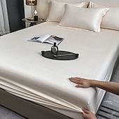 abordables Parures de draps-Drap-housse en soie glacée pièce unique housse de lit en soie glacée d&#039;été protège-matelas Simmons ensemble de trois pièces