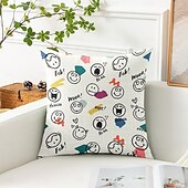 baratos Fronhas de Almofadas de Decoração-Sorriso Feliz Capas de Almofada Decorativas 1PC Almofada Quadrada Macia para Sofá para Quarto Sala de Estar Cadeira