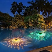 abordables Éclairage subaquatique-Lampes solaires sous-marines flottantes pour piscine, avec changement de couleur RVB, rechargeables, motif poisson, éclairage extérieur IP67 avec 6 modes d&#039;éclairage pour piscine creusée, jacuzzi,