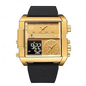 preiswerte Quarz-Uhren-Herren Digitaluhr Quarzuhr Retro Vintage Großes Ziffernblatt Armbanduhr LED-Hintergrundbeleuchtung Chronograph Wasserdicht Echtes Leder Beobachten