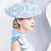 billige Partyhatter-hatter lin solhatt tallerken hatt topp hatt bryllup teselskap elegant bryllup med fjær skjøting hodeplagg hodeplagg