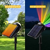 tanie Światła ścieżki i latarnie-1 szt. zewnętrzny reflektor solarny rgb projekcyjny na trawnik, oświetlenie dziedzińca, ogrodu, drogi, ściany, drzewa, pod oświetleniem, dekoracyjne światło