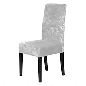 abordables Funda para silla de comedor-2 fundas elásticas de terciopelo para silla de comedor, fundas protectoras para silla con banda elástica para comedor, ceremonia de boda, banquete, decoración del hogar.