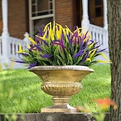 economico Piante e Fiori Artificiali-6 mazzi di fiori artificiali per esterni - piante finte in plastica resistenti ai raggi UV, arbusti e piante finte - fioriere per esterni, da giardino, da finestra, da veranda, per interni (colori