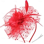 preiswerte Faszinator-Fascinator-Hut, Feder-Stirnband, Damen-Fascinator, Teeparty-Kopfbedeckung mit Clip, Blumen-Stirnband für Mädchen &amp;Ampere