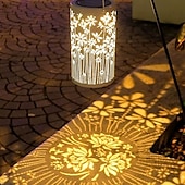 abordables Éclairage paysager-1 lanterne solaire d&#039;extérieur étanche, projection de fleurs et de libellules, éclairage d&#039;ambiance pour jardin, pelouse, paysage
