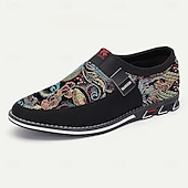 billiga Jacquard-skor-slip-on sneakers i svart och flerfärgad jacquard för män – snygga skor i jacquardtyg för casual och smart casual evenemang