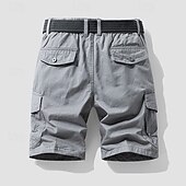 baratos Clássico-Homens Bermuda Cargo Calção Shorts de verão Cintura elástica Bolso multi Bolso com aba Tecido Conforto Vestível Comprimento do joelho Ao ar livre Esporte Diário Moda Casual Preto Azul