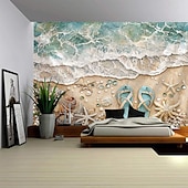 billiga Ocean Beach Gobeläng-marint liv mönster bakgrund landskap hängande gobeläng väggmålning konst stor gobeläng väggmålning dekoration foton bakgrund matta gardiner hem sovrum vardagsrum dekoration