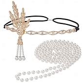 olcso Kiegészítők és még sok más-A nagy Gatsby Flapper fejpánt Gyöngyös karkötő Fülbevaló A nagy Gatsby Toll Retro Csillogó glitter Női Farsang Valentin nap Álarcos mulatság Party estélyi viselet Álarcos mulatság Fesztivál Felnőttek
