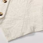 abordables Chemises-Gilet en coton et lin pour femme, uni, moderne, sans manches, col en V, régulier, pour tous les jours, pour sortir, boutons, noir, beige, été
