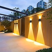 voordelige Wandverlichting buiten-4 stuks zonne-wandlampen IP65 waterdicht, op- en neerwaartse verlichting, landschapsverlichting voor thuis, garage, veranda, tuin, terras, vakantiedecoratie