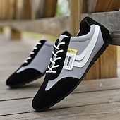 billiga Herrsneakers-Herr Sneakers PU Läder Nylon Andningsfunktion Bekväm Halksäker Snörning Brun Grå Sommar Vår