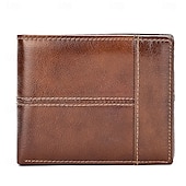 billiga Plånböcker-herr vintage brunt rfid-blockerande dubbelsidig plånbok i äkta läder med flera kortplatser - klassisk slimmad design