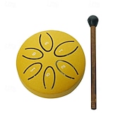 baratos Presentes-Tambor de chuva para jardim externo com protetores de dedos de 3 polegadas e 6 notas, tambor de língua de aço, mini tambor de mão à prova d&#039;água com protetores de dedos, instrumento musical de