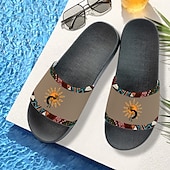 billige Ferietøfler-sklisikre bassengsklier for menn med etnisk trykk – lette sommertøfler med tribal kokopelli-design for strand og bassengkant
