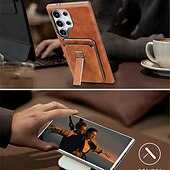 preiswerte Samsung-Handyhülle-Handy Hülle Handyhüllen Für Apple AirTag S25 S25 Plus S25 Ultra S24 Ultra S24 Plus S24 S23 Ultra Rückseite Magnetische Adsorption Mit Ständer Magnetisch Unterstützt kabelloses Laden Retro PC PU-Leder