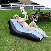 abordables Activité de Plein Air-Canapé-lit gonflable avec pompe intégrée - convertible à double usage, fauteuil inclinable épais et rembourré pour une utilisation intérieure/extérieure, capacité de poids de 330 lb, aucune