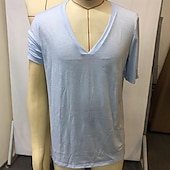 tanie podstawowe koszulki-Męskie Podkoszulek Koszulki Koszulka Koszulka z długim rękawem Długi rękaw W serek Lato Równina Moda Designerskie Podstawowy Klasyczny Urlop Ulica Wyjściowe Jasnoniebieski Top Tee dla mężczyzn