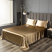abordables Parures de draps-Drap en soie glacée Pièce unique Drap de satin Drap de soie cool Housse de coussin Ensemble de trois pièces