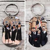 economico Laurea-portachiavi regalo di laurea personalizzato portachiavi con foto bifacciale regalo di nozze personalizzato per coppia ciondolo in acciaio inossidabile ornamento regalo per fidanzato fidanzata animale