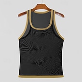 preiswerte Fitness Tank-Tops-Herren Tank Top Weste Unterhemd Ärmelloses Shirt Ärmellos Rundhalsausschnitt Sommer Einfach Mode Designer Basic Netz Urlaub Straße Ausgehen Schwarz Weiß Top T-Shirt für Herren
