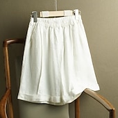 economico Pantaloni in lino e cotone semplici-Per donna Pantaloni in cotone e lino Pantaloni Eleganti Semi-lungo Moda Lunghezza al ginocchio Naturale Semplice Tasca Elastico in vita Comodo All&#039;aperto All&#039;aperto Uscire Aalbicocca Blu cielo chiaro