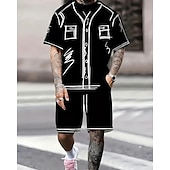 economico T-shirt set da uomo-Per uomo Completi T-shirt Outfit 2 pezzi Maglietta e pantaloncini Manica Corta Girocollo Estate Grafico Moda Casual 2 Pezzi Vacanza Abbigliamento quotidiano Uscire Nero Bianco Maglietta Top per Uomo