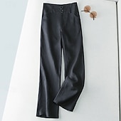 economico Pantaloni in lino e cotone semplici-Per donna Pantaloncini in cotone e lino Pantaloni ispirati al lino Pantaloni in cotone e lino Streetwear Casual Lunghezza intera Naturale Semplice Tasca Fibbia Comodo Confortevole Streetwear Uscire