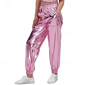 levne Spodní části-Retro 80. léta Po kotníky Kalhoty Běžci Disko Lesklý latexový patent Kov Pevná barva Pánské předvečer Všech svatých Karneval Pride Parade Měsíc hrdosti Dospělí Kalhoty Celý rok