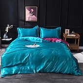 cheap Sheets &amp; Pillowcase-Pure Color Washed Silk Ice Silk Satin Simulated Silk Four-piece Set Summer Home Textile Bedding