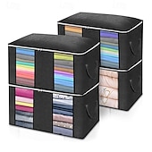 cheap Clothing &amp; Closet Storage-4 Pack Foldable Storage Bags Under-bed Storage, Bedding Storage Bags with Clear Window and Reinforced Handles, Reusable Bag Organizer with Smooth Zipper, for Clothes Blankets Comforters