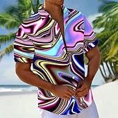 levne Geometriské vzory-Pánské Geometrický Abstraktní tekuté umění Košile Košile pro volný čas Košile na knoflíky Krátký rukáv Móda pro volný čas Dovolená Streetwear Léto Jaro Přehnutý 3D tisk košile s límečkem Jedna předn