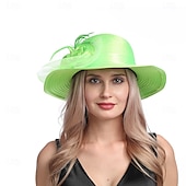 billige Partyhatter-Hatter Organza Solhatt Ferie Te Fest Hesteveddeløp Cocktail Elegant Vintage Søt Med Blomster Hodepryd Hodeplagg