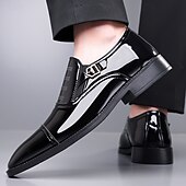 preiswerte Formell-Herrenschuhe - schwarz-weiße Lackschuhe mit Schnalle für Hochzeiten, Galas und Tanzpartys