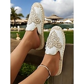 cheap Vacation Sandals-Women&#039;s Luxury Pearl Embellished Black Slide Sandals – Elegant Boho Summer Flats for Beach Weddings, Vacations, Festivals, and Resort Wear