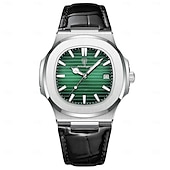 levne Quartz hodinky-Top Luxusní Čtvercové Pánské Hodinky Zobrazení Data Vodotěsné Svítící Vysoce Kvalitní Kůže Moderní Křemíkové Hodinky