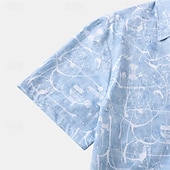 cheap Men's Casual Shirts-Men's Shirt Summer Shirt Casual Shirt Beach Shirt Button Up Shirt Pink Blue Gray Short Sleeve Print Lapel Vacation Hawaiian Clothing Apparel Fashion Casual Comfortable