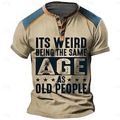 abordables Palabras divertidas-Hombre Es raro tener la misma edad Camiseta Henley Shirt Manga Corta Impresión 3D Moda Casual Estilo callejero Calle Deporte Casual Primavera verano Azul Piscina Verde Trébol Caqui Gris Henley