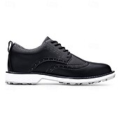 economico Scarpe da Golf da Uomo-scarpe da golf brogue bianche da uomo: resistenti sneakers in similpelle con lacci e dettagli traforati per gli appassionati di golf e sport